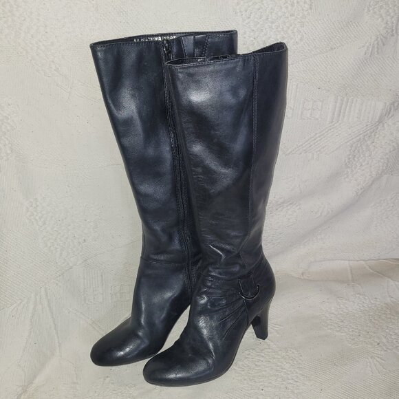 Naturalizer 5N Black Leather Heeled Boots - Picture 9 of 16